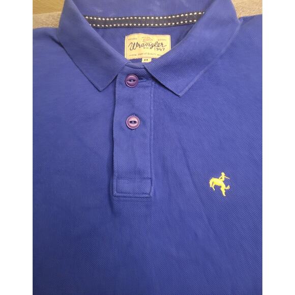 Wrangler Boys Youth Polo Shirt Size M Blue Short Sleeve T-Shirt EUC - Picture 4 of 7